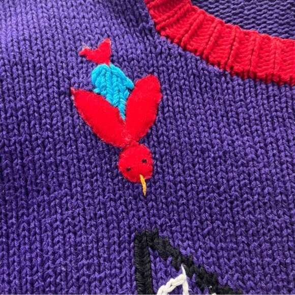 RARE Vtg 80s 3D Tennis Novelty Knit Sweater Handmade M - Picture 9 of 11